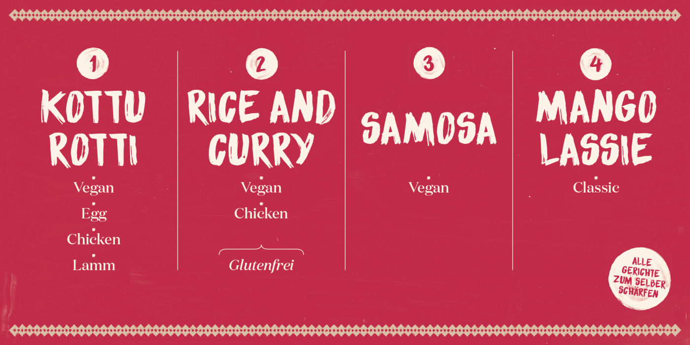 Kottu Roti, Rice & Curry, Samosa, Mango Lassie